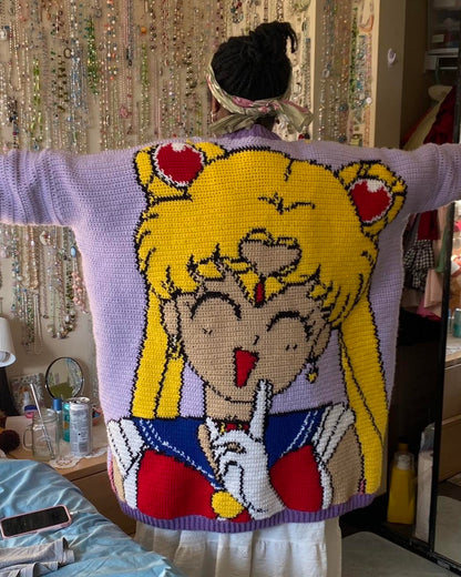 Sailor moon crochet cardigan